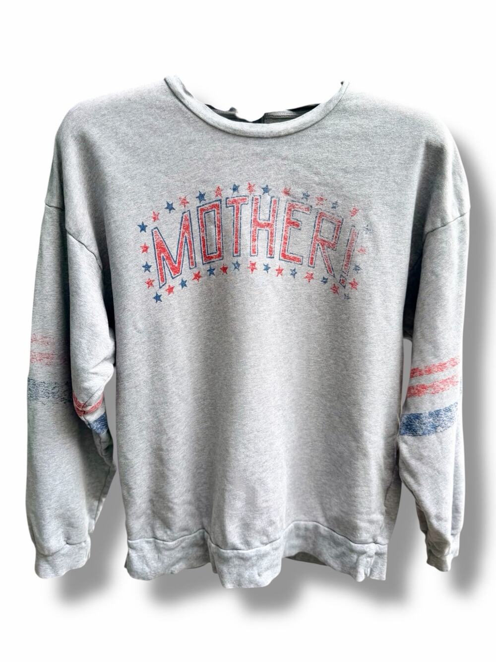 MOTHER Don’t Sweat It The Drop Square Sweatshirt Gray Stars Graphic Size S